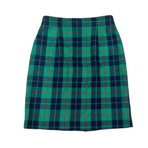 Vintage Talbots Green Plaid A Line Womens Skirt